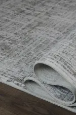 Lepre Modern Krem Antrasit Çizgili Akrilik Makine Halısı - Görsel 6