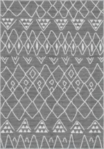 Lesse Geometrik Gri Polyester ve Pamuklu Yıkanabilir Kaydırmaz Taban Dijital Baskı Halı