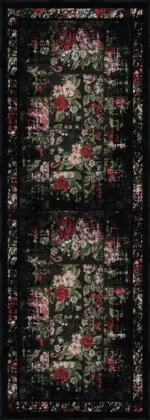 Born Desenli Siyah Polyester ve Pamuklu Yıkanabilir Kaydırmaz Taban Dijital Baskı Halısı - Görsel 3