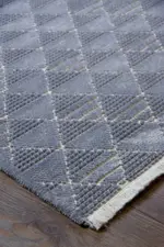 Galvez Modern Mavi Yıkanabilir Polyester,Pamuk Makine Halısı - Görsel 2