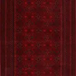 Sessa Çerçeveli Krımızı  Yün Hav İplik Pamuk Atkılı Makine Halısı