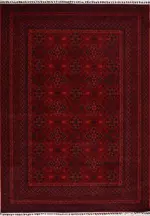 Sessa Çerçeveli Krımızı  Yün Hav İplik Pamuk Atkılı Makine Halısı