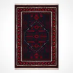 Venafro Figürlü Lacivert Yün Hav İplik Pamuk Atkılı Makine Halısı