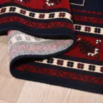 Venafro Figürlü Lacivert Yün Hav İplik Pamuk Atkılı Makine Halısı - Görsel 3