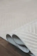 Powick Modern Krem Akrilik Makine Halısı - Görsel 5