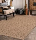 Chiusa Geometrik Kahverengi Polipropilen Pamuk Tabanlı Makine Halısı - Görsel 8