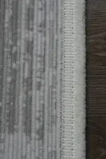 Lunay Çerçeveli Krem Antrasit Çizgili Akrilik Makine Halısı - Görsel 3