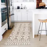 Lincoln Geometrik Bej Polyesterve Pamuklu Yıkanabilir Kaydırmaz Taban Dijital Baskı Halı - Görsel 4