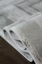 Mende Çerçeveli Gri Akrilik Makine Halısı - Görsel 5