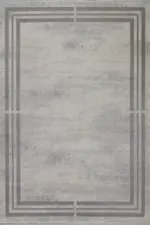 Trani Çerçeveli Gri Çizgili Akrilik Makine Halısı