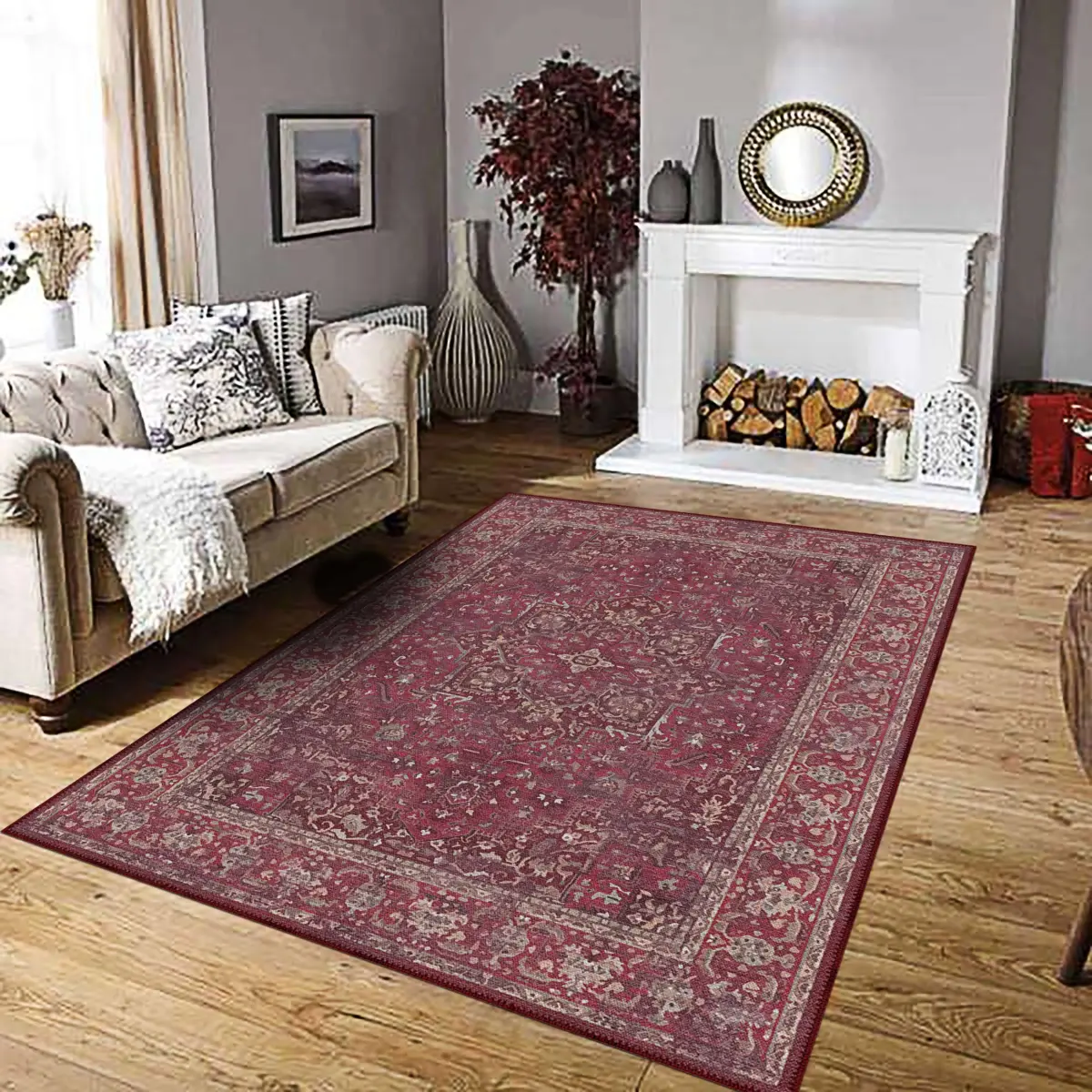 Calle Göbekli Bordo Polyester ve Pamuklu Yıkanılabilir Kaydırmaz Taban Dijital Baskı Halı - Görsel 2