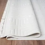 Busseto Geometrik Beyaz Polyester Kaydırmaz Taban Makine Halısı - Görsel 3