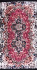 Breda Klasik Göbekli Multi Polyester ve Pamuklu Kaydırmaz Tabanlı Dijital Baskı Halı