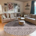 Latina Geometrik Bej Polyester ve Pamuklu Yıkanabilir Kaydırmaz Taban Dijital Baskı Halı - Görsel 8