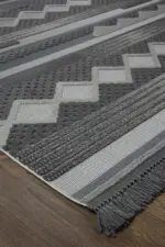 Moult Modern Antrasit Polyester Makine Halısı - Görsel 2