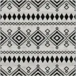 Corso Geometrik Beyaz Polyester ve Pamuklu Yıkanabilir Kaydırmaz Taban Dijital Baskı Halı