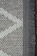 Busseto Modern Gri Krem Çizgili Polyester Makine Halısı - Görsel 3