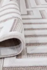 Tolve Geometrik Krem Polyester Makine Halısı - Görsel 4