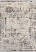 Goito Çerçeveli Krem Polipropilen ve Polyester Makine Halısı