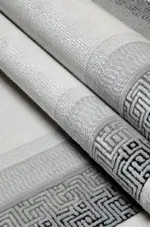 Rimini Çerçeveli Krem Siyah Çizgili Akrilik Makine Halısı - Görsel 7