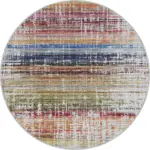 Poble Çizgili Multi Polyester ve Pamuklu Yıkanabilir Kaydırmaz Taban Dijital Baskı Halı - Görsel 7