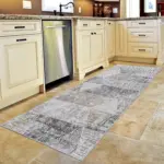 Moysi Geometrik Krem Polyester ve Pamuklu Yıkanabilir Kaydırmaz Taban Dijital Baskı Halı - Görsel 4