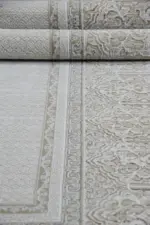 Eston Çerçeveli Krem Vizon Çizgili Akrilik Makine Halısı - Görsel 5