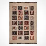 Brigida Geometrik Bej Akrilik Kaydırmaz Taban Makine Halısı - Görsel 2