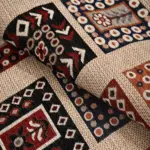 Brigida Geometrik Bej Akrilik Kaydırmaz Taban Makine Halısı - Görsel 5