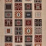 Brigida Geometrik Bej Akrilik Kaydırmaz Taban Makine Halısı