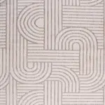 Spello Geometrik Bej Polyester ve Pamuk Sisal Makine Halısı