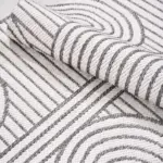 Deruta Geometrik Beyaz Polyester ve Pamuk Sisal Makine Halısı - Görsel 5