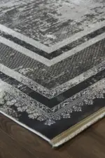 Melle Çerçeveli Gri Polyester Makine Halısı - Görsel 2