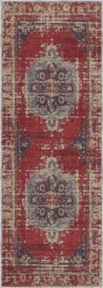 Vella Göbekli Kırmızı Polyester ve Pamuklu Yıkanabilir Kaydırmaz Taban Dijital Baskı Halı - Görsel 3