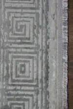 Renlies Çerçeveli Gri Polyester Makine Halısı - Görsel 2