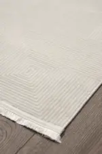 Hernoy Modern Beyaz Polyester Makine Halısı - Görsel 2