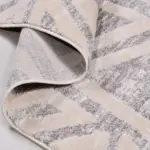 Tufolo Modern Gri Krem Geometrik Desenli Polyester Makine Halısı - Görsel 4