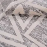 Tufolo Modern Gri Krem Geometrik Desenli Polyester Makine Halısı - Görsel 5