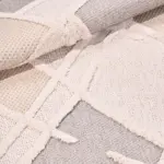 Asuni Geometrik Krem Kabartmalı Polipropilen Makine Halısı - Görsel 5