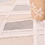 Asuni Geometrik Krem Kabartmalı Polipropilen Makine Halısı - Görsel 7