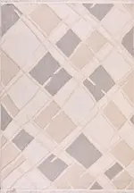 Asuni Geometrik Krem Kabartmalı Polipropilen Makine Halısı