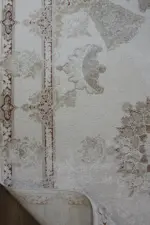 Carvin Çerçeveli Krem Taba Göbekli Akrilik Makine Halısı - Görsel 4