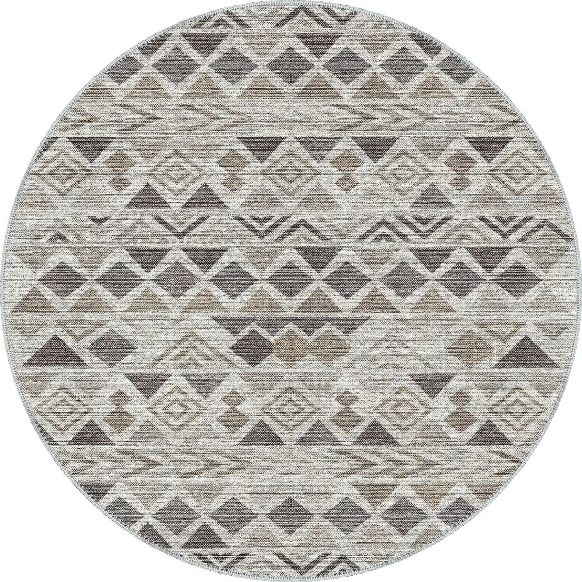 Primo Geometrik Gri Polyester ve Pamuklu Yıkanabilir Kaydırmaz Taban Dijital Baskı Halı - Görsel 7