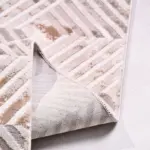 Crotone Modern Krem Polyester Kaydırmaz Taban Makine Halısı - Görsel 3