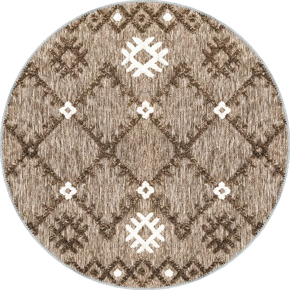 Rione Geometrik Kahve Polyester ve Pamuklu Yıkanabilir Kaydırmaz Taban Dijital Baskı Halı - Görsel 7