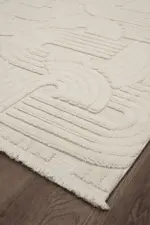 Grotte Modern Krem Bohem Modeli Polyester Makine Halısı - Görsel 2