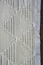 Jaen Modern Krem Yıkanabilir Polyester,Pamuk Makine Halısı - Görsel 3