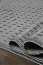 Streb Modern Gri Polyester Makine Halısı - Görsel 6