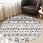 Guina Geometrik Beyaz Polyester ve Pamuklu Yıkanabilir Kaydırmaz Taban Dijital Baskı Halı - Görsel 8