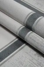 Lunay Çerçeveli Krem Antrasit Çizgili Akrilik Makine Halısı - Görsel 7